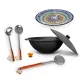 Set - Gusseiserner Kasan mit Aluminiumdeckel, runder Boden, 22 l, Ø 52,7 cm + Ljagan Ø 42 cm + Küchenutensilien
