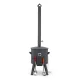 Utschak Feuerofen Ø 44 cm + Gusseisen-Kasan 16 l, Ø 46,5 cm, runder Boden + Küchenzubehör, Usbekischer Kochtopf aus Gusseisen