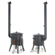 Utschak Feuerofen Ø 44 cm + Gusseisen-Kasan 16 l, Ø 46,5 cm, runder Boden + Küchenzubehör, Usbekischer Kochtopf aus Gusseisen